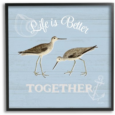 Stupell Industries Better Together Coastal Sandpipers Framed Giclee Art