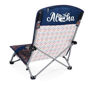 Picnic Time Tranquility Portable Beach Chair - Navy Blue/Gray