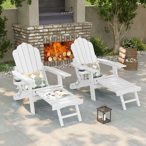 Sonkuki 2-Piece Folding Adirondack Chair with Retractable Ottoman, Fire Pit Patio Chair with Cup Holder Lawn Outdoor Lounge Chair - 1 of 4