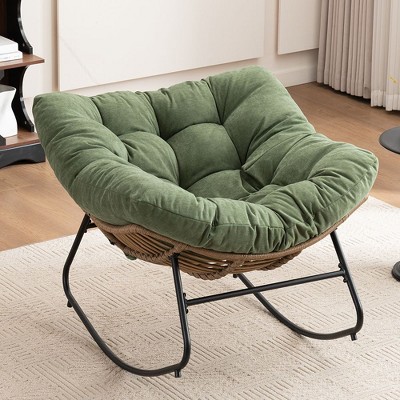Kumasinova Ultra Plush Chenille Upholstered Rocking Chair,Versatile Accent Glider&Patio Egg Chair for Living Room,Porch,350lbs Max