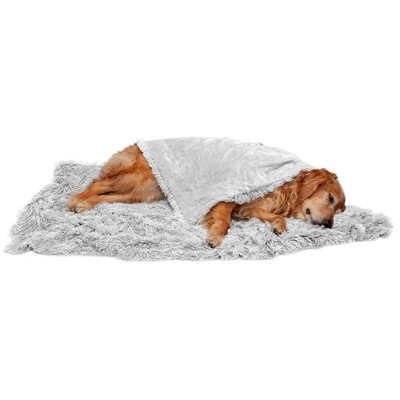 XL Mist Gray Faux Fur and Velvet Waterproof Dog Blanket