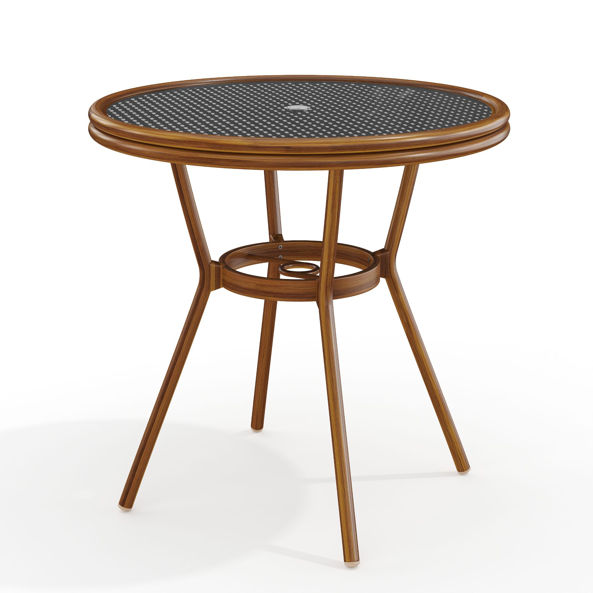 Martha Stewart 31.5" Round All-Weather Patio Bistro Dining Table - Black/White & Natural Frame
