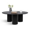 40" Mid Century Modern Round Wood Coffee Table With 3 Cylindrical Legs,Farmhouse Drum Cocktail Circle Center Wooden Table-Cuddlewood - 4 of 4