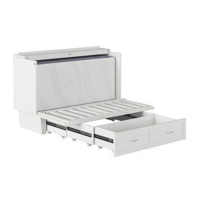 Queen-Sized Monroe Murphy Bed Chest with Single Drawer in White