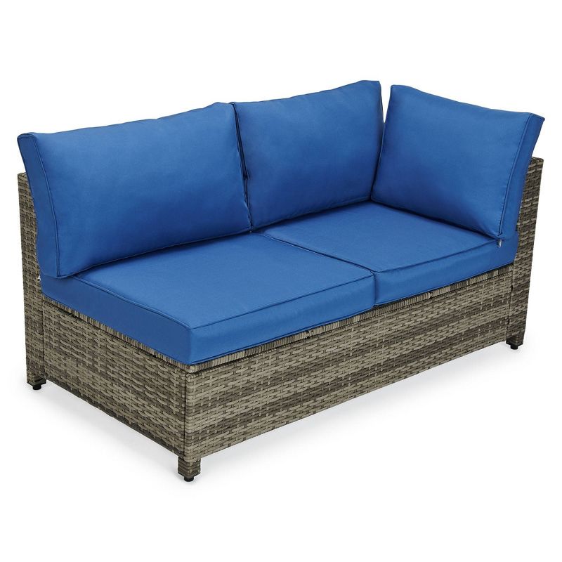 4pc Wicker Patio Sectional Seating Set - Blue - EDYO LIVING, 4 of 11