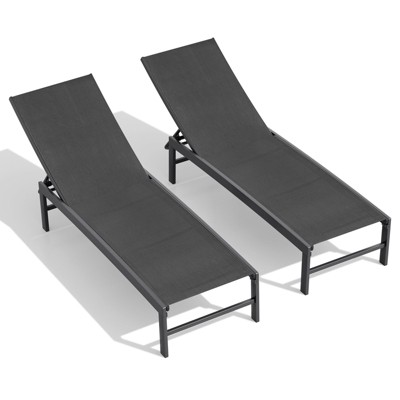 Crestlive Products Chaise Lounge Chair Outdoor Set of 2 Adjustable 5 Positions Pool Tanning Recliner Outdoor Lounge Furniture