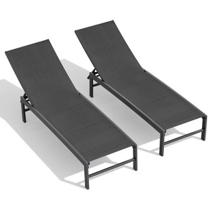 Crestlive Products Chaise Lounge Chair Outdoor Set of 2 Adjustable 5 Positions Pool Tanning Recliner Outdoor Lounge Furniture - 1 of 4