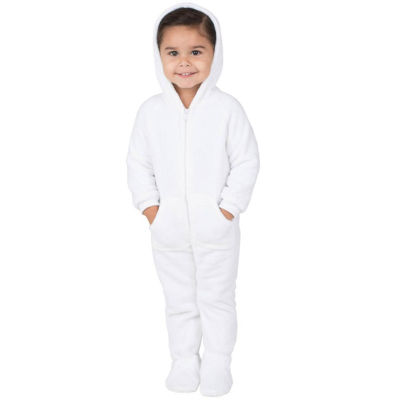 Footed Pajamas - In The Clouds Infant Hoodie Chenille Onesie, 2 of 4