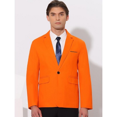 INSPIRE CHIC Men's Slim Fit One Button Bussiness Blazer Jackets Orange Small — фото 2