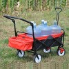 YONWAY All-Terrain Folding Collapsible Utility Wagon,with Push Bar Portable Heavy Duty 150 Lbs Capacity Cart Buggy for Beach,Garden,Park,Red - 2 of 4