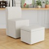 Lirago Wheeled Dining Chair & Footstool Set-Modern Beige Linen Furniture with Rolling Function for Living Room & Bedroom - 2 of 4
