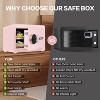 1.0 Cubic Feet Safe Box, Small Safe W/Removable Shelf, Alarm System, Digital Electronic Security Money Box, Pink. - 3 of 4