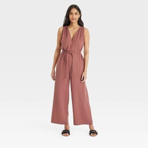 Women's Gauzy Tie-Waist Jumpsuit - Universal Thread™ - 1 of 3