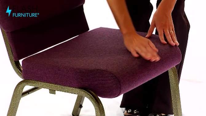 Flash Furniture HERCULES™ Series Auditorium Chair - Stacking Padded Chair - 19inch Wide Seat - Royal Purple Fabric/Gold Vein Frame, 2 of 12, play video