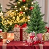 Whisen 2FT Artificial Tabletop Christmas Trees with 68 Tips Each, Burlap-Wrapped Cement Base, Set of 2 - Green - 3 of 4