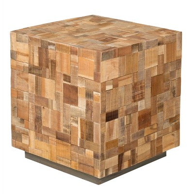 Edith Mosaic Wood Square Accent Table - Brown - East At Main