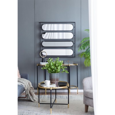 VYNXARIA 36"*36" Large Four Oval Wall Mirror with Black Square Frame, Home Decor for Living Room, Bedroom, Entryway, Office