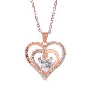 Anna-Kaci Zircon Crystal Rhinestone Jewelry Heart Pendant Necklace Perfect for Wife on Wedding Anniversary, Valentine's, or Mother's Day - 1 of 4