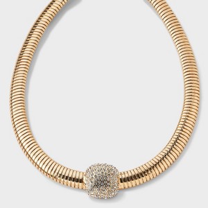 16" Omega Chain Necklace with Pave Center - A New Day™ Gold - 1 of 4