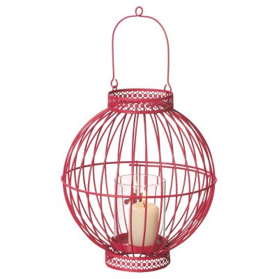 Ganz 9" Fancy Fair Contemporary Style Deep Pink Hanging Votive Candle Holder Lantern