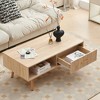 KTMBDW Coffee Table 41" Mid Century Modern Center Table with Drawer, Fluted Living Room Table with Storage, Open Shelf Coffee Table - 3 of 4