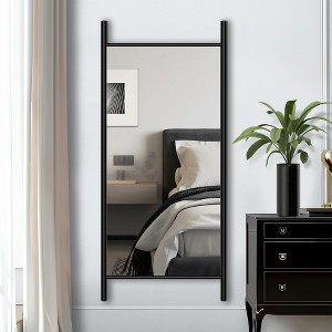 Wooakway 71"H Solid Wood Full Length Mirror Accent Wall Mirror Novelty Cheval Mirror Black/Brown/Walnut/Natural Wood - 1 of 4