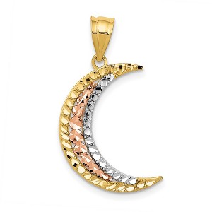 Black Bow Jewelry 14k Yellow & Rose Gold with White Rhodium D/C Crescent Moon Pendant - 1 of 4