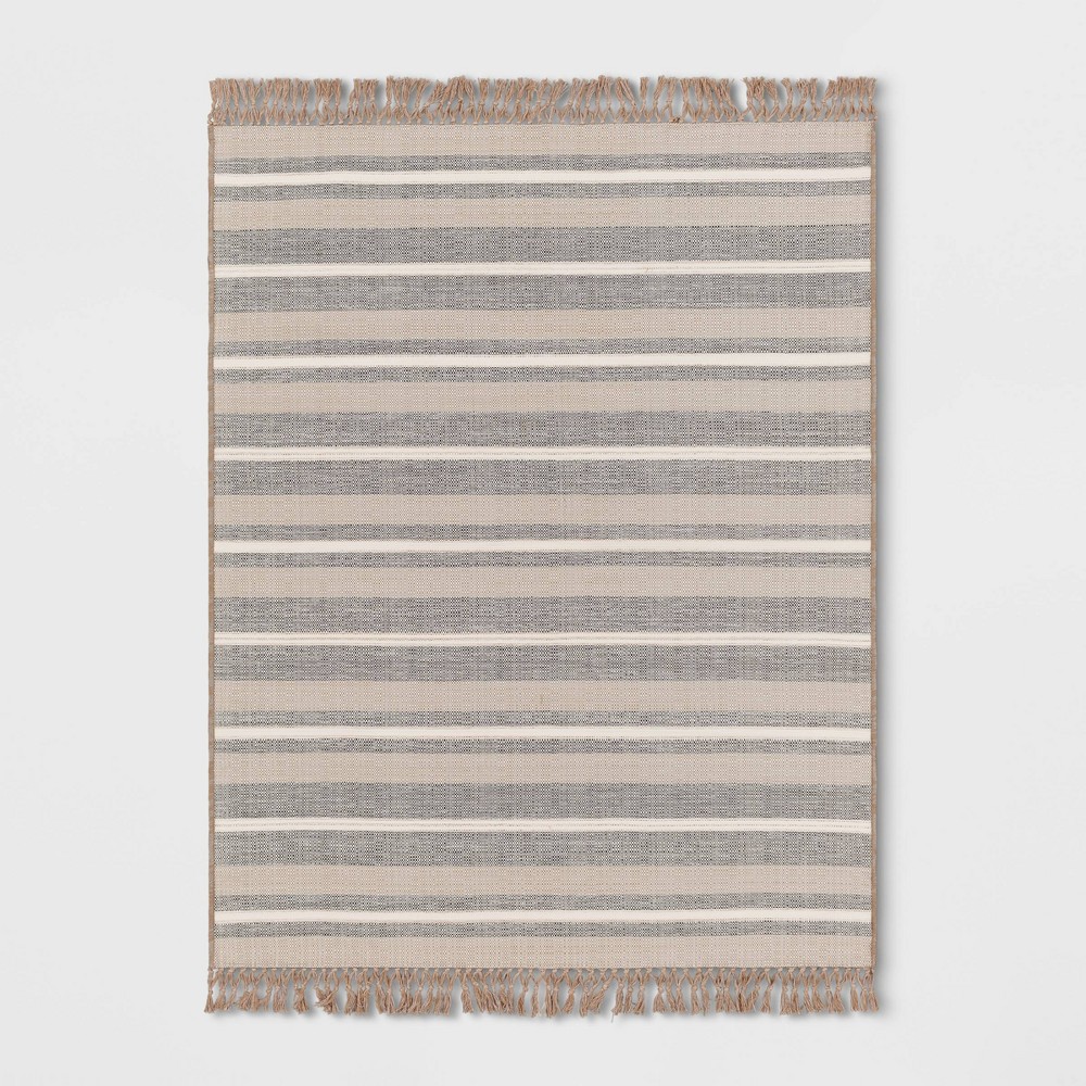 5x7 Beachside Stripe Outdoor Rug Heathered Gray Threshold designed with
