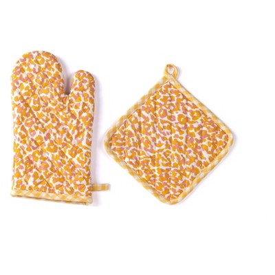 Leopard Print Design Custom Oven Mitt & Pot Holder Set