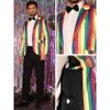Lars Amadeus Men's Notch Lapel Prom Party Rainbow Striped Suit Jacket - 4 of 4