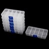 PiccoCasa 10 Sections Sundries Jewelry Screws Holder Storage Box Plastic Desk Drawer 5" x 2.6" x 0.9" Blue Clear 7 Pcs - 2 of 4