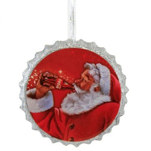 Kurt Adler 4.25 In Coca Cola Santa Bottle Cap Nostalgic Tree Ornaments - 1 of 3