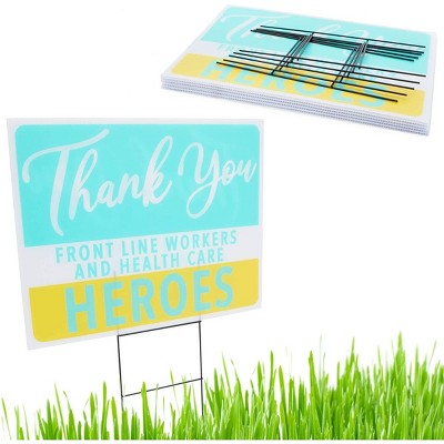 Stockroom Plus 6 Pack Plastic Yard Signs with Stakes, Thank You Healthcare Workers (17 x 13 in)