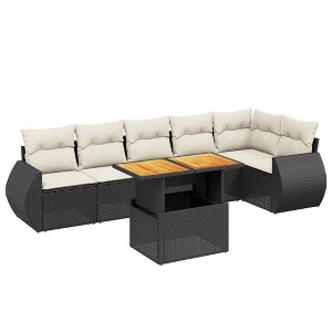 vidaXL Garden Sofa Set Black, Cream White - 1 of 4