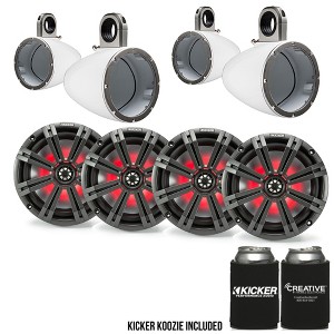 Kicker 8" White\Charcoal Wake Tower LED Marine Speakers 2-Pairs - 1 of 4