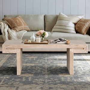 Vintage Industrial Coffee Table , Made of Natural Wood, With a Two-Tiered Design,Traditional American Design. - 1 of 4