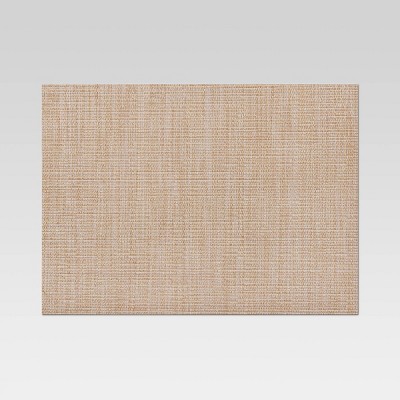 Textilene Woven Metallic Placemat Gold - Threshold™: Rectangle Vinyl Table Decor, Traditional Stripe Design, 19"x14"