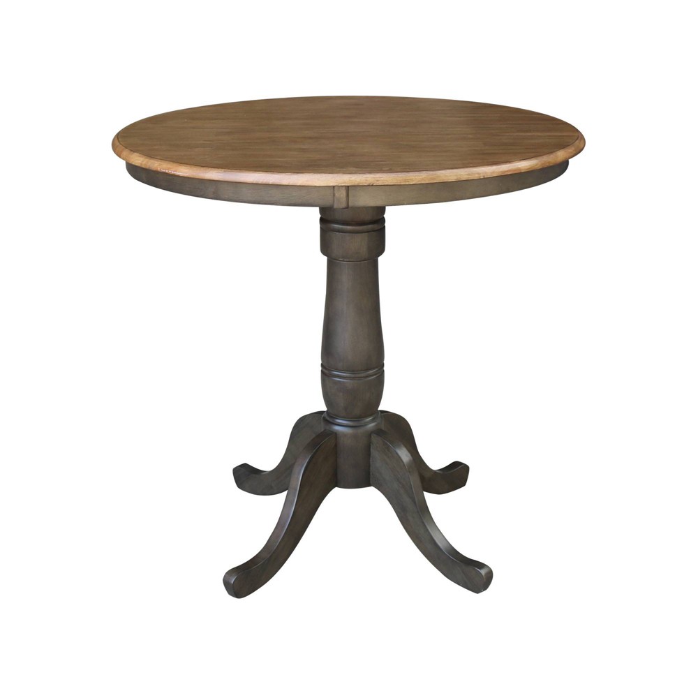 Photos - Dining Table 35" Counter Height Eric Round Top Pedestal Table Hickory Brown - Internati