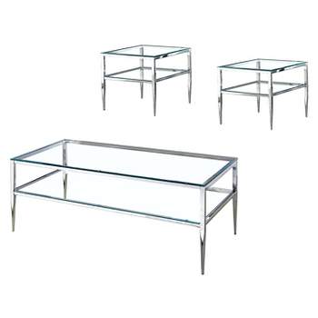 3pc Aubrey Occasional Table Set Chrome - HOMES: Inside + Out