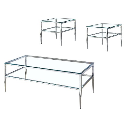 3pc Aubrey Occasional Table Set Chrome - HOMES: Inside + Out - image 1 of 4