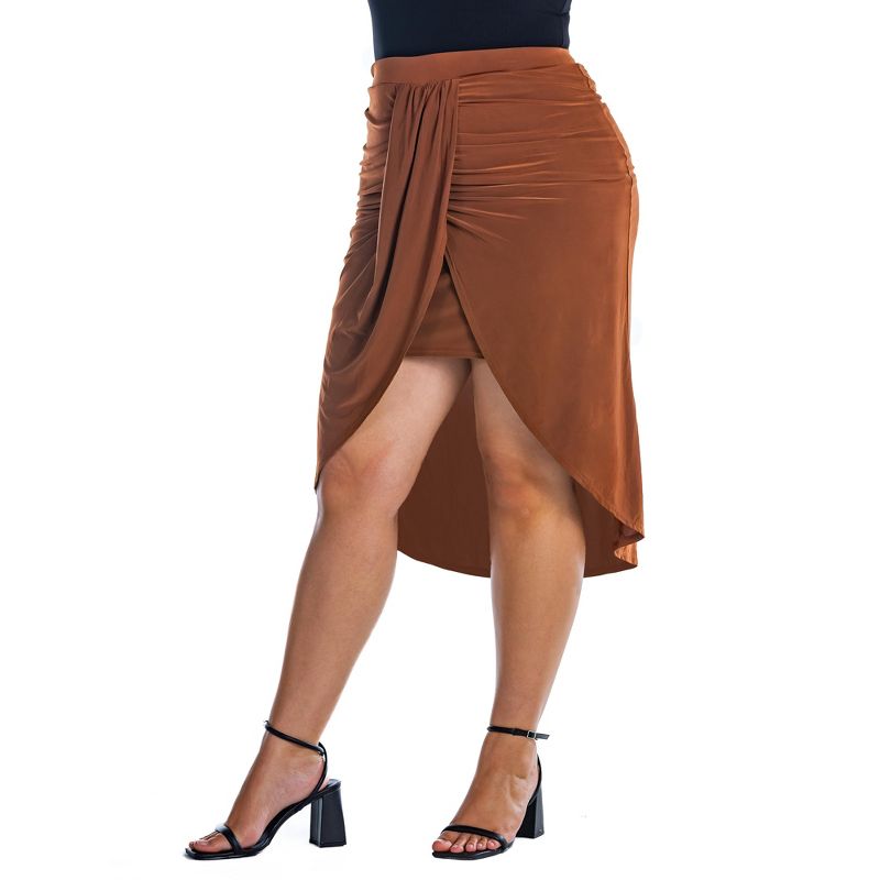 Womens Plus Size Solid Color Knee Length Tulip Skirt, 2 of 5