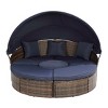 Outdoor Patio Recliners,Rattan Round Lounge With Canopy,Wicker Outdoor Sofa Bed With Lift Coffee Table,Outdoor Patio Furniture-Cuddlewood - 2 of 4