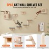 VEVOR Wall Mounted Cat Shelves, Cat Wall Shelves and Perches with Jumping Boards, Cat Beds, Hammocks & Cat Tree, Cat Furniture, Brown - 3 of 4