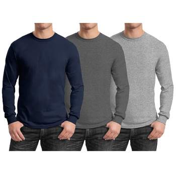 Galaxy By Harvic Men's Cotton-Blend Long Sleeve Crew Neck Tee 3-Pack