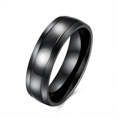 6mm Stainless Steel Black Wedding Band Ring Women Men Ginger Lyne Collection