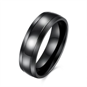 6mm Stainless Steel Black Wedding Band Ring Women Men Ginger Lyne Collection - 1 of 4