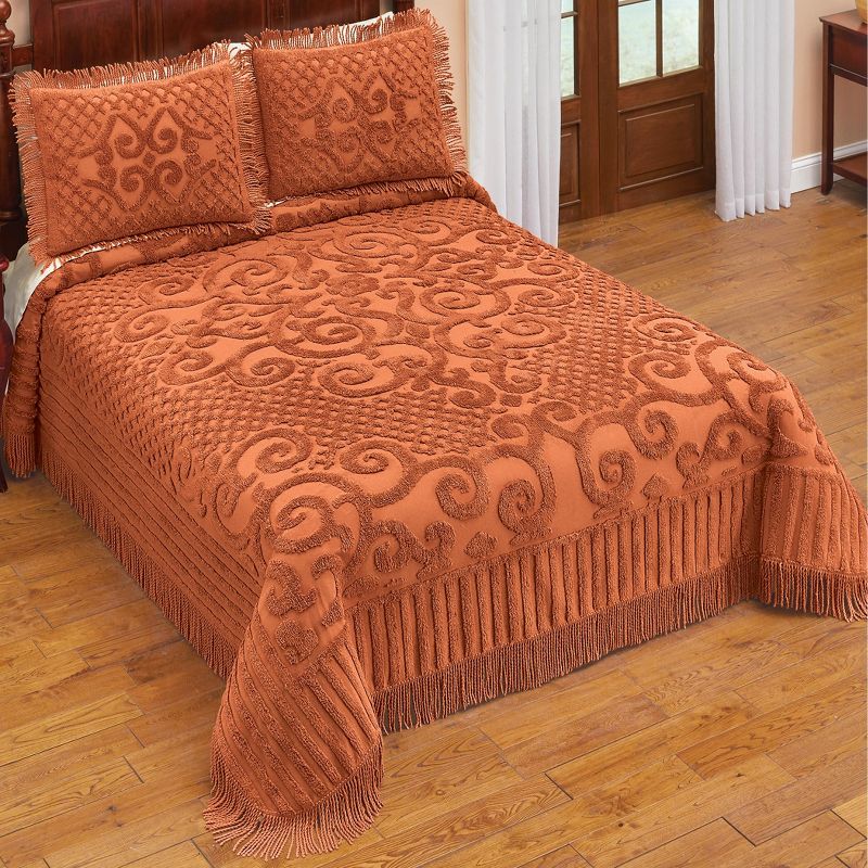 Collections Etc Isabella Elegant Scroll Design Chenille Bedspread Twin Spice, 2 of 4