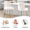 Bencmate Dining Chairs Bar Stools Set of 2, Velvet Counter Height Bar Stools with Metal Legs, Button Tufted, Beige, 17.7"*17.5"*26" - 3 of 4