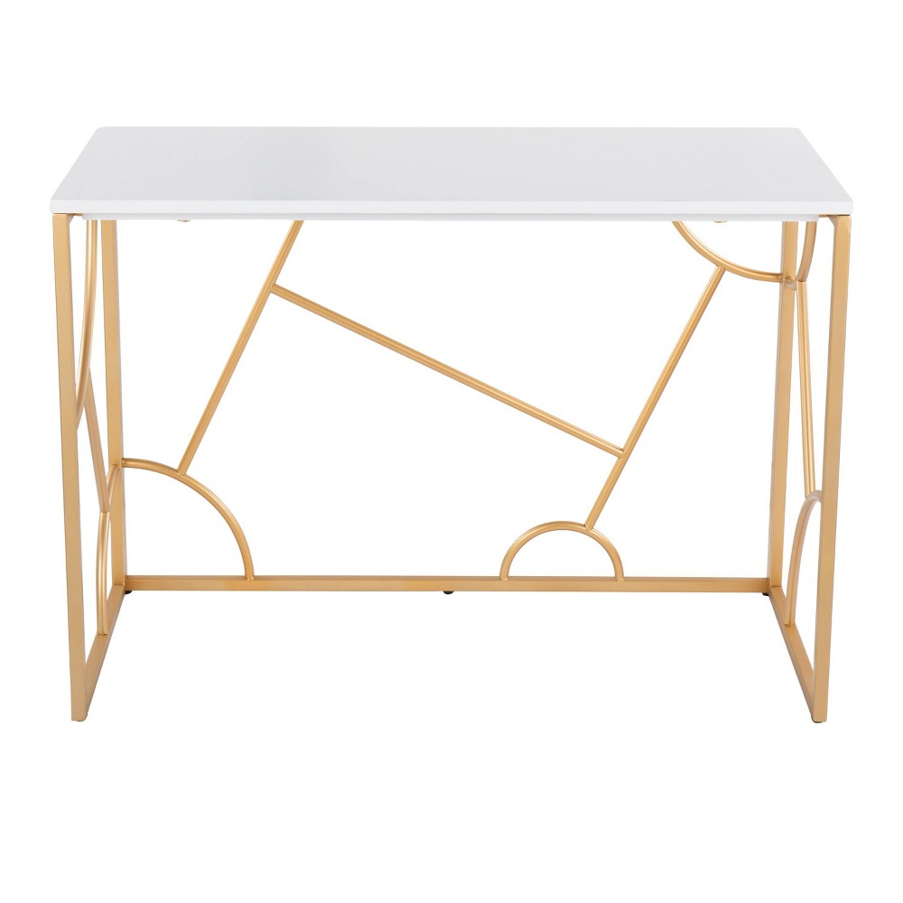 Photos - Office Desk LumiSource Constellation Writing Desk Wood White: Contemporary , Metal Frame, No Storage