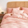 Light Pink Striped Cotton Duvet Cover Set, Queen, 3 Pieces - 4 of 4